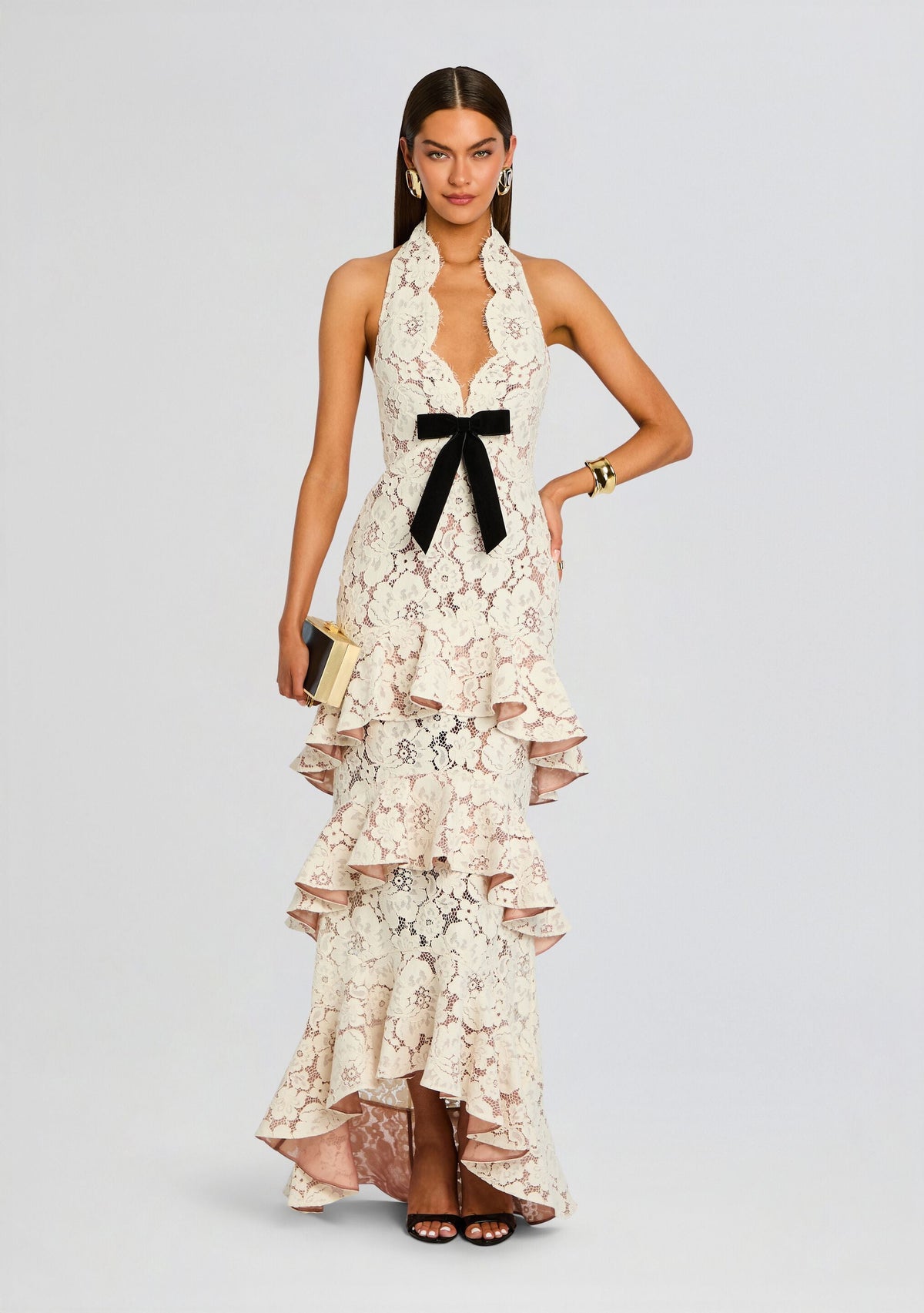 Senara Lace Dress by retrofête in Cream, product image 1