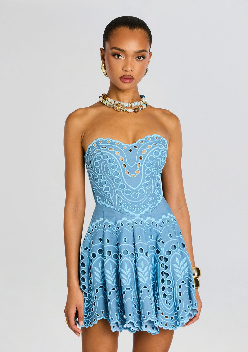 Bail Short Dress by Charo Ruiz in Blue Sealace, product image 5