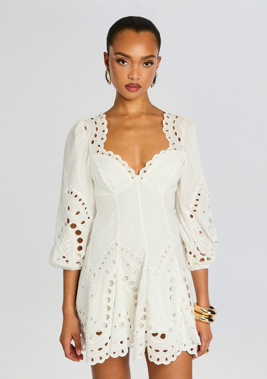 Esmare Short Dress by Charo Ruiz in White Sealace, product image 5
