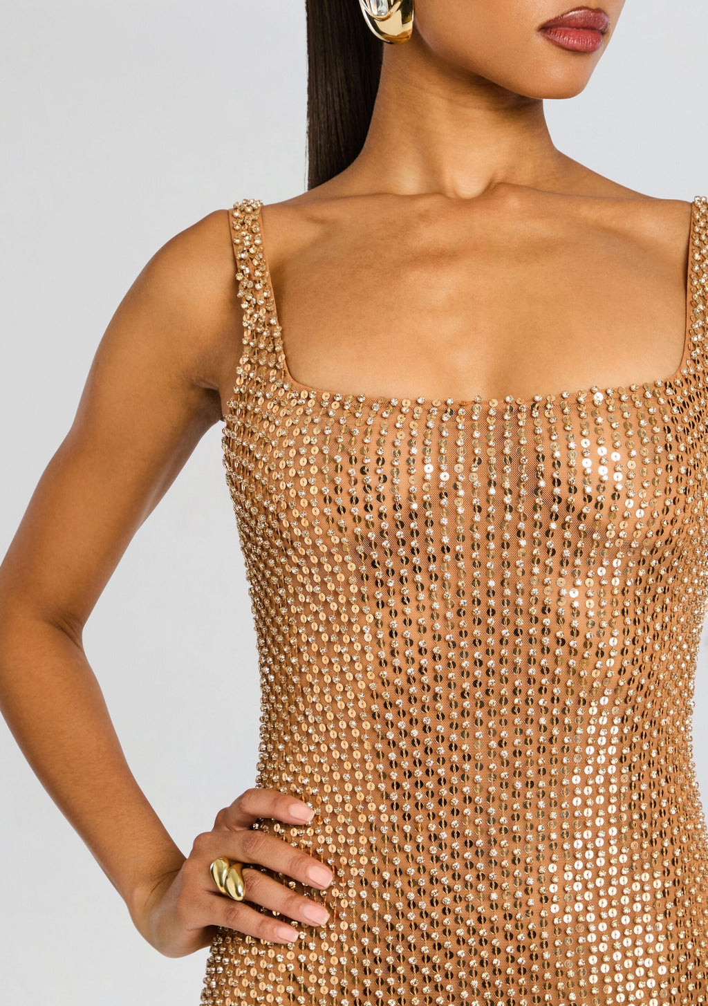Xiomara Sequin Dress by retrofête in Nude/Champagne, product image 3