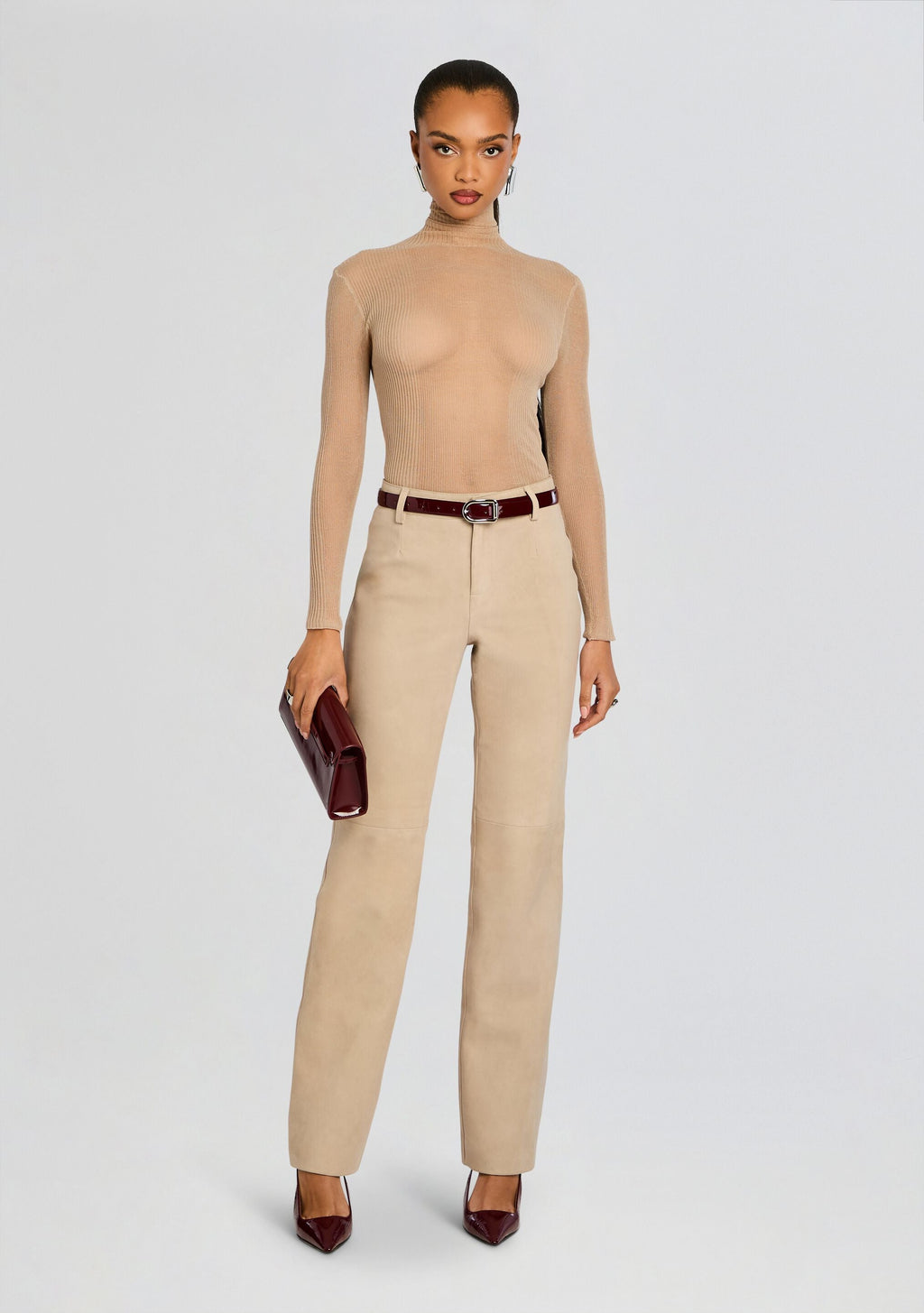 Adelina Suede Pant by retrofête in Khaki, product image 6