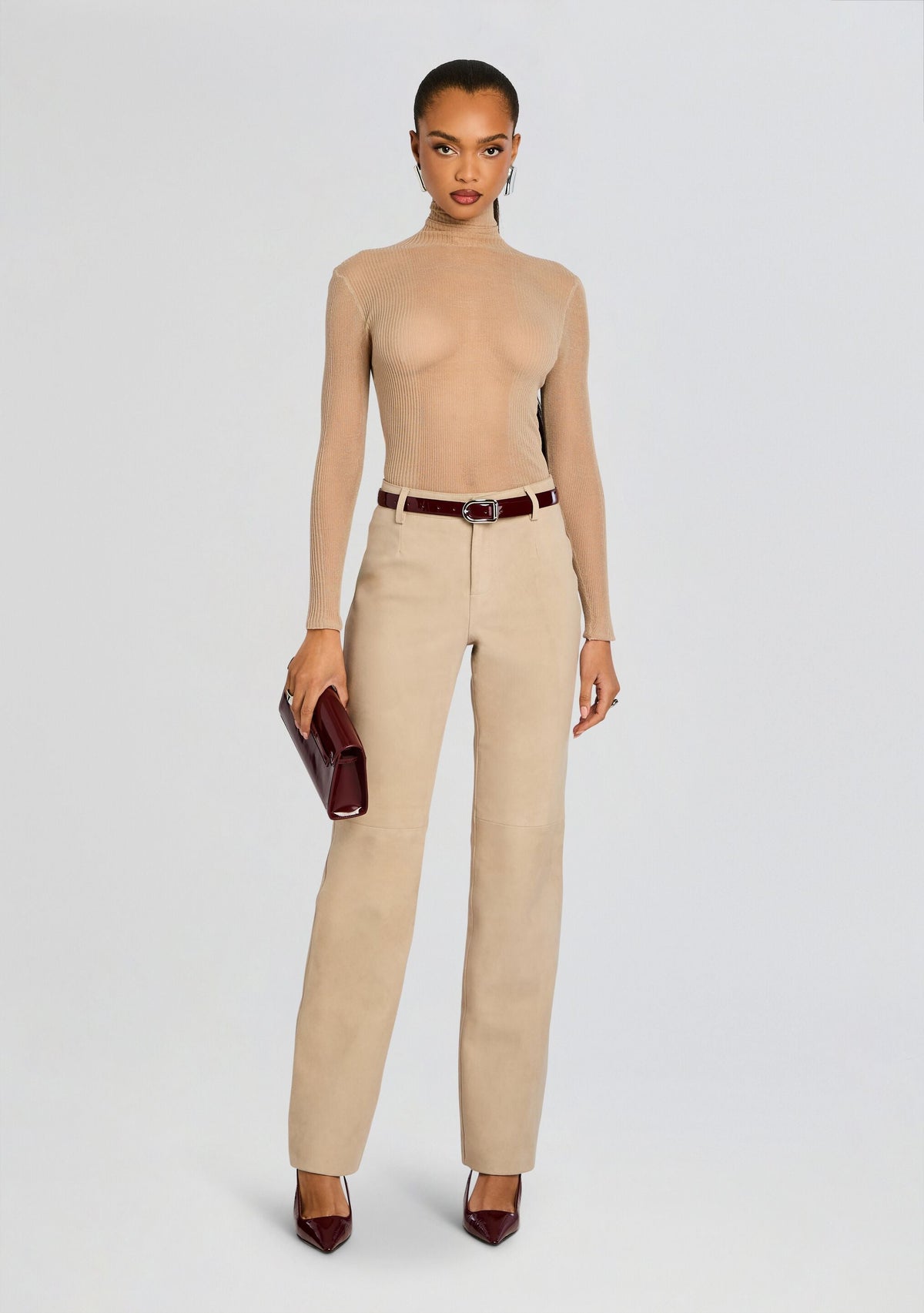 Adelina Suede Pant by retrofête in Khaki, product image 6