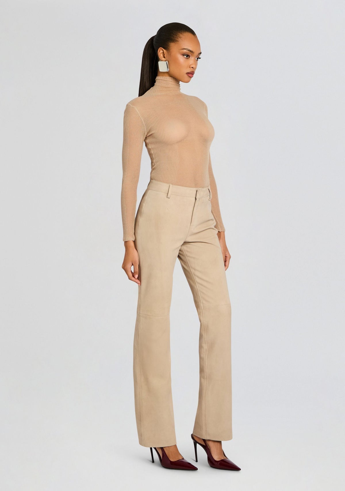 Adelina Suede Pant by retrofête in Khaki, product image 4