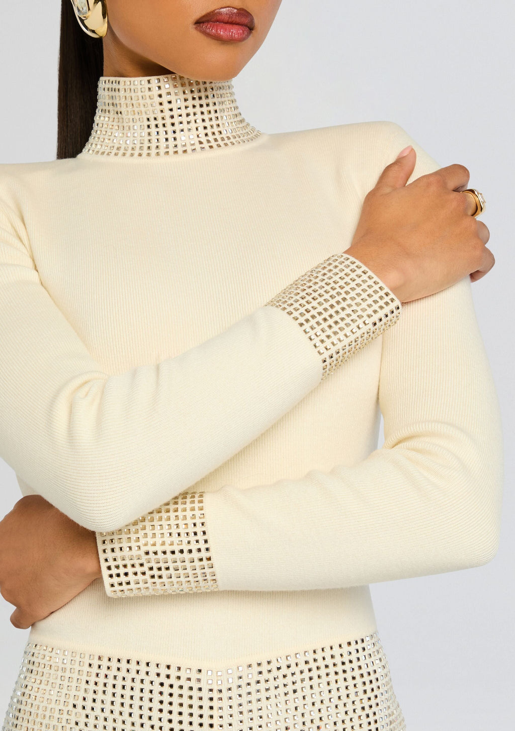 Bethanie Embellished Romper by retrofête in Winter White/Champagne, product image 2