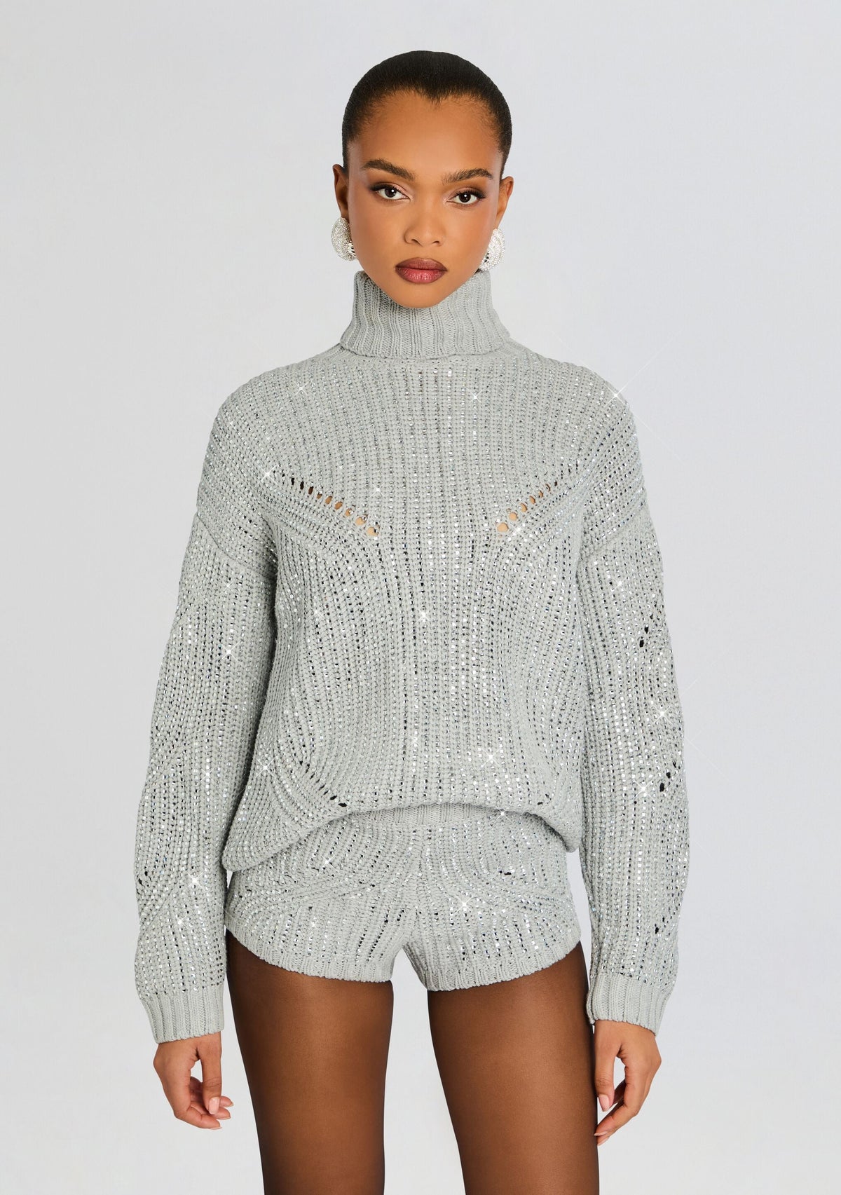 Camden Embellished Sweater by retrofête in Grey/Silver, product image 1