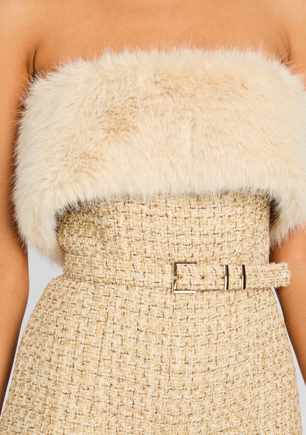 Concetta Tweed Romper by retrofête in Sand, product image 2