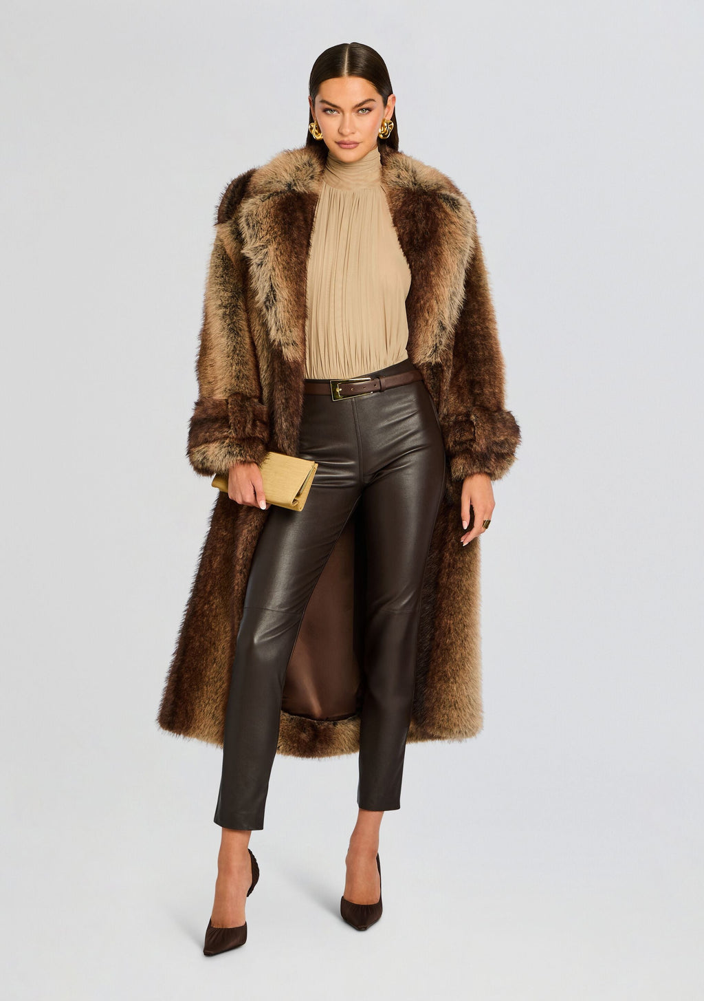 Cyra Leather Legging by SEROYA in Ash Brown, product image 2