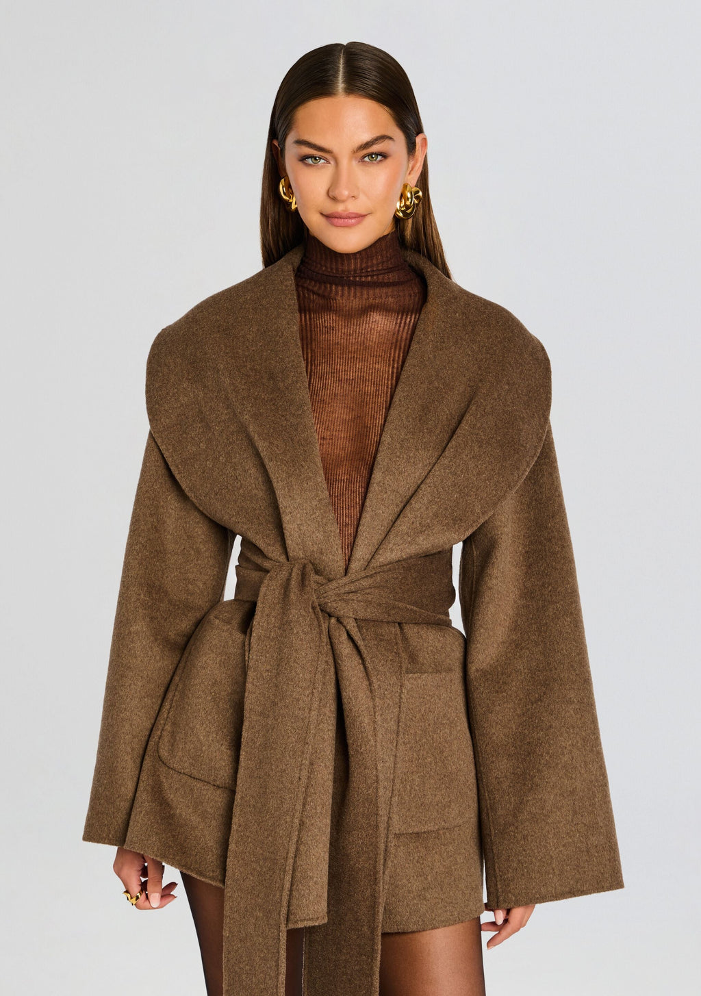 Dulcetta Wool Coat by SEROYA in Sable Brown, product image 1