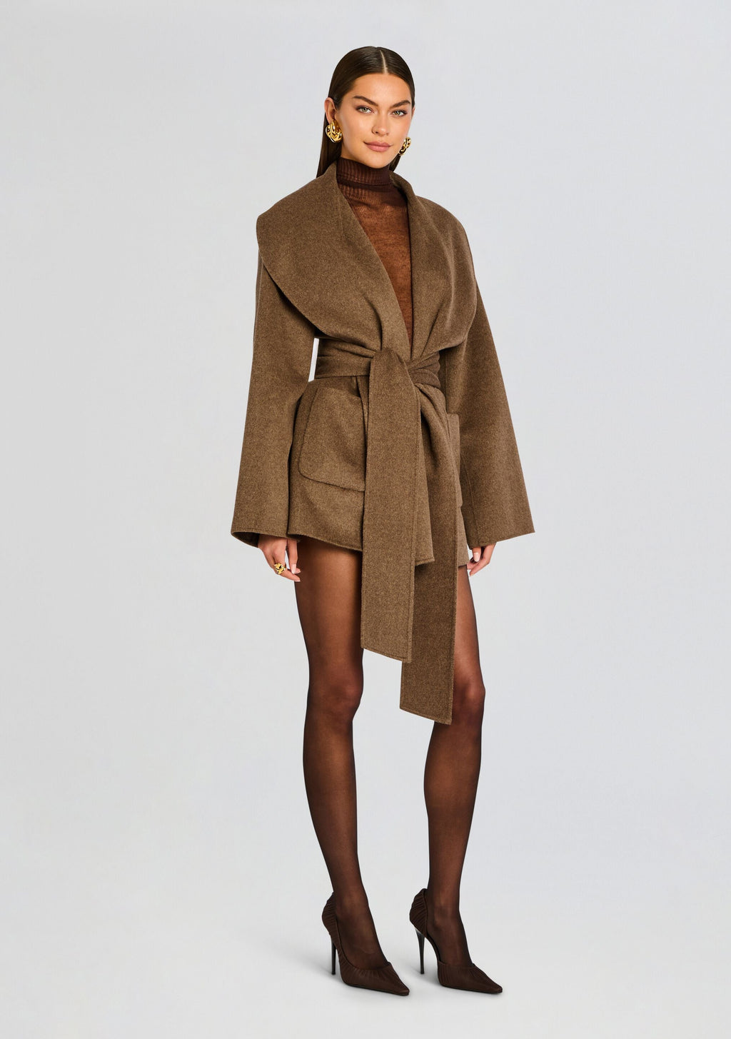 Dulcetta Wool Coat by SEROYA in Sable Brown, product image 3