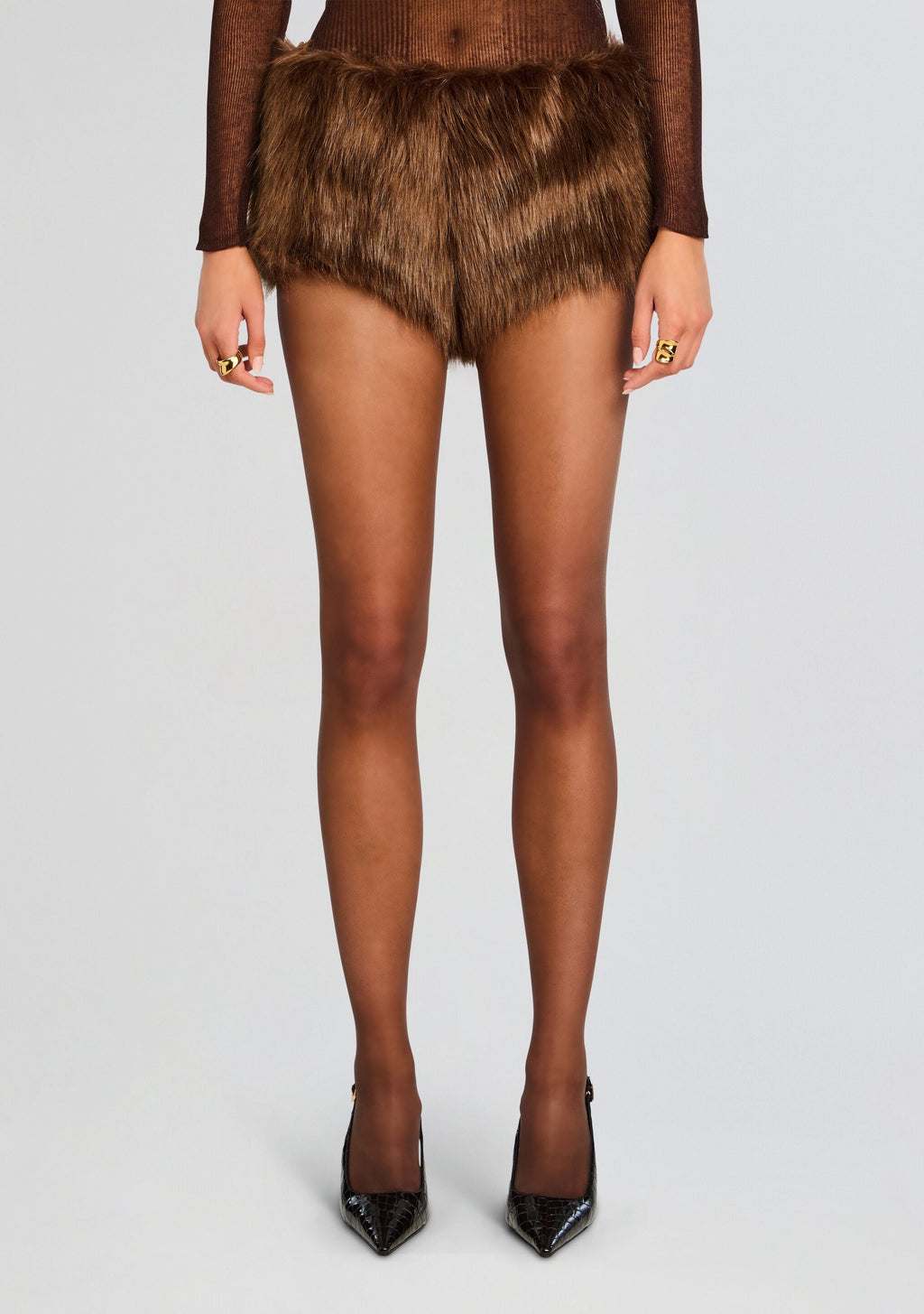 Arista Faux Fur Short by retrofête in Brown, product image 1