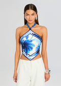 Jamie Silk Top by retrofête in Azure Primavera, product image 1