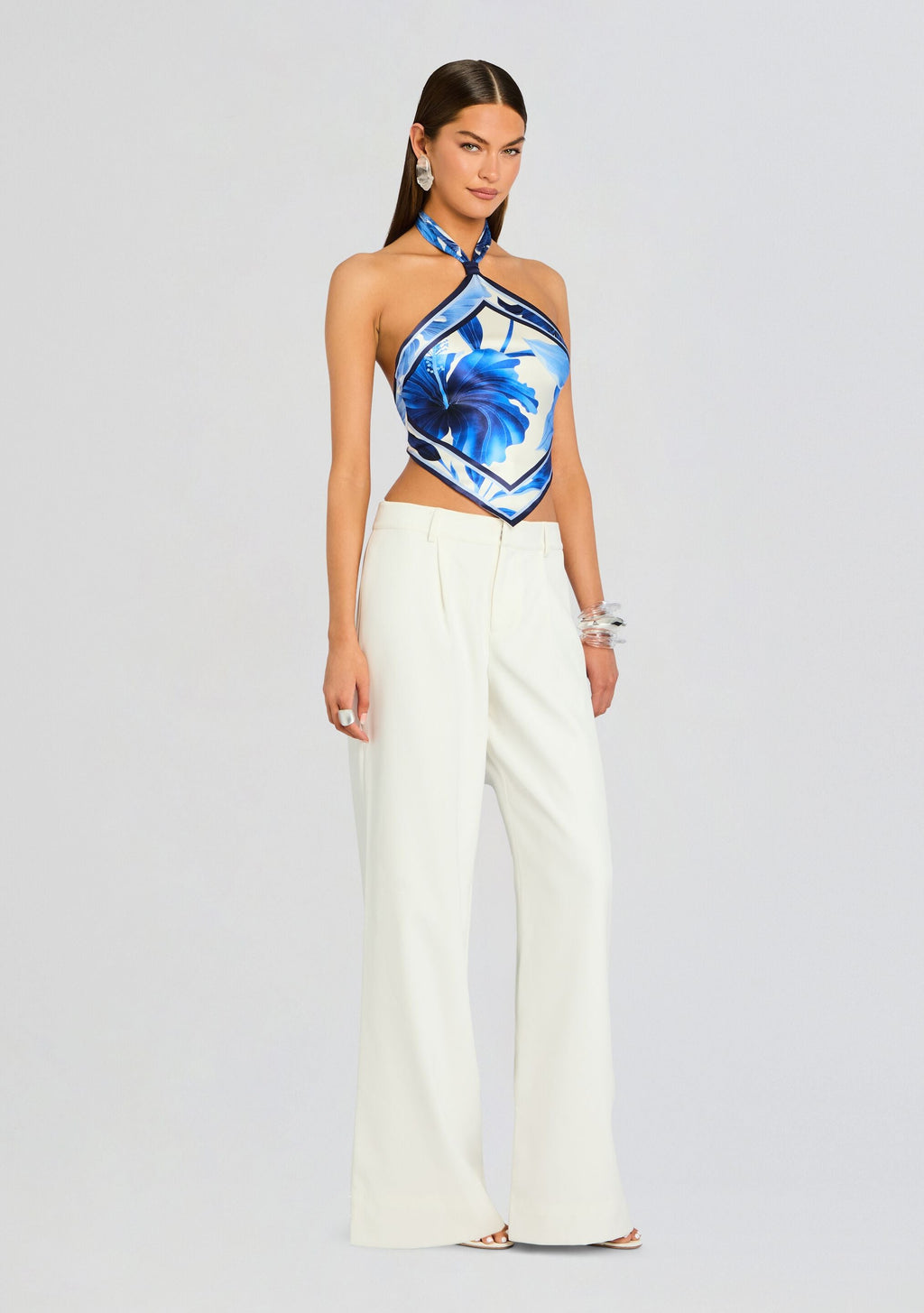 Jamie Silk Top by retrofête in Azure Primavera, product image 4