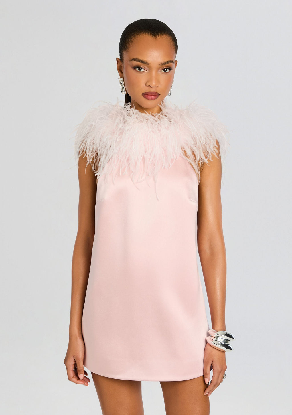 Jorie Feather Dress by retrofête in Ballet Slipper, product image 5