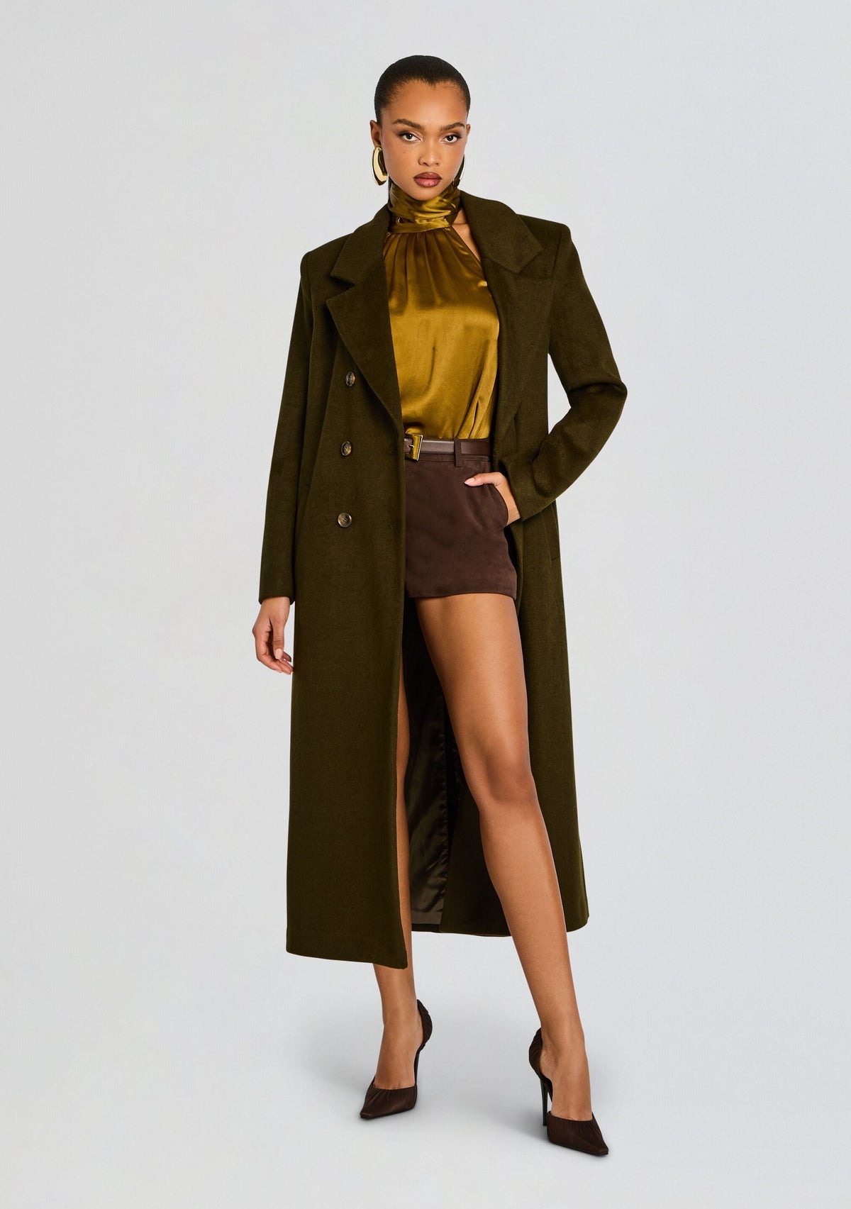 Leche Wool Coat by SEROYA in Grove Green, product image 5