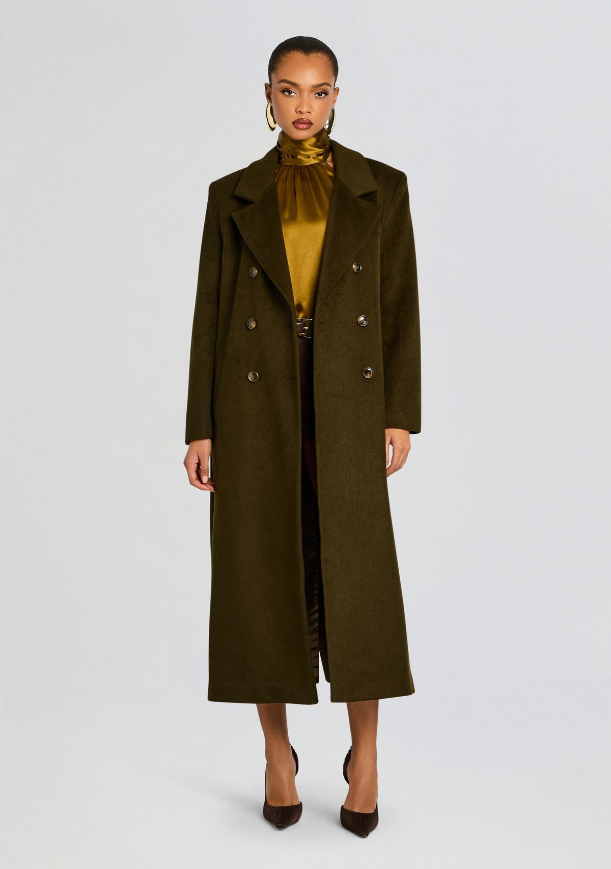 Leche Wool Coat by SEROYA in Grove Green, product image 1