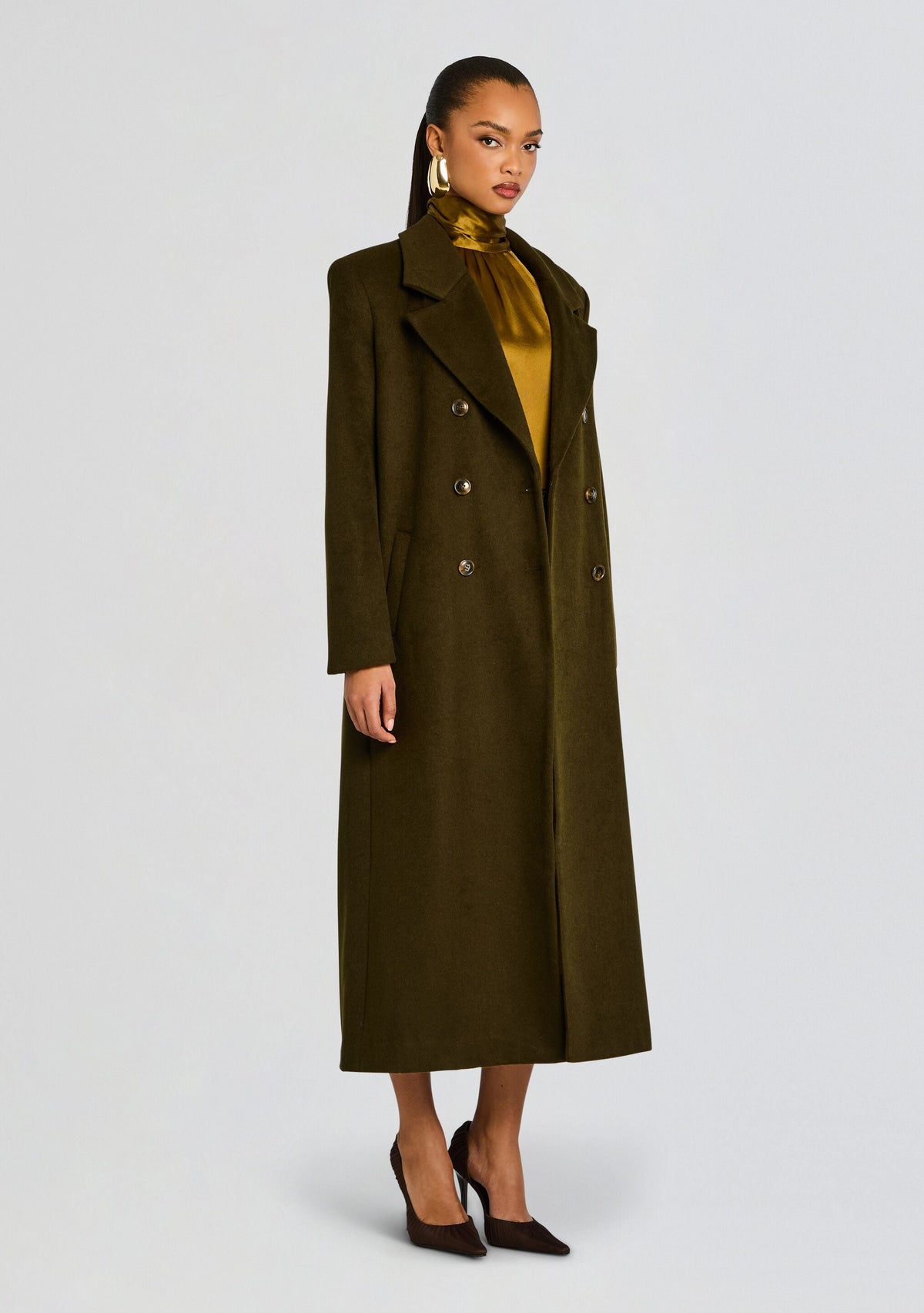Leche Wool Coat by SEROYA in Grove Green, product image 3