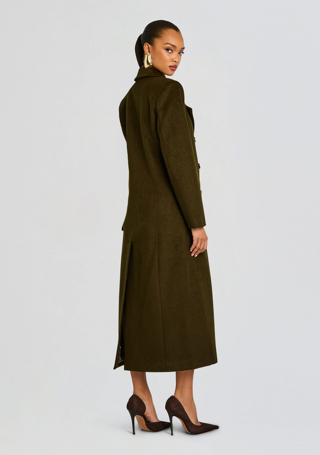 Leche Wool Coat by SEROYA in Grove Green, product image 4