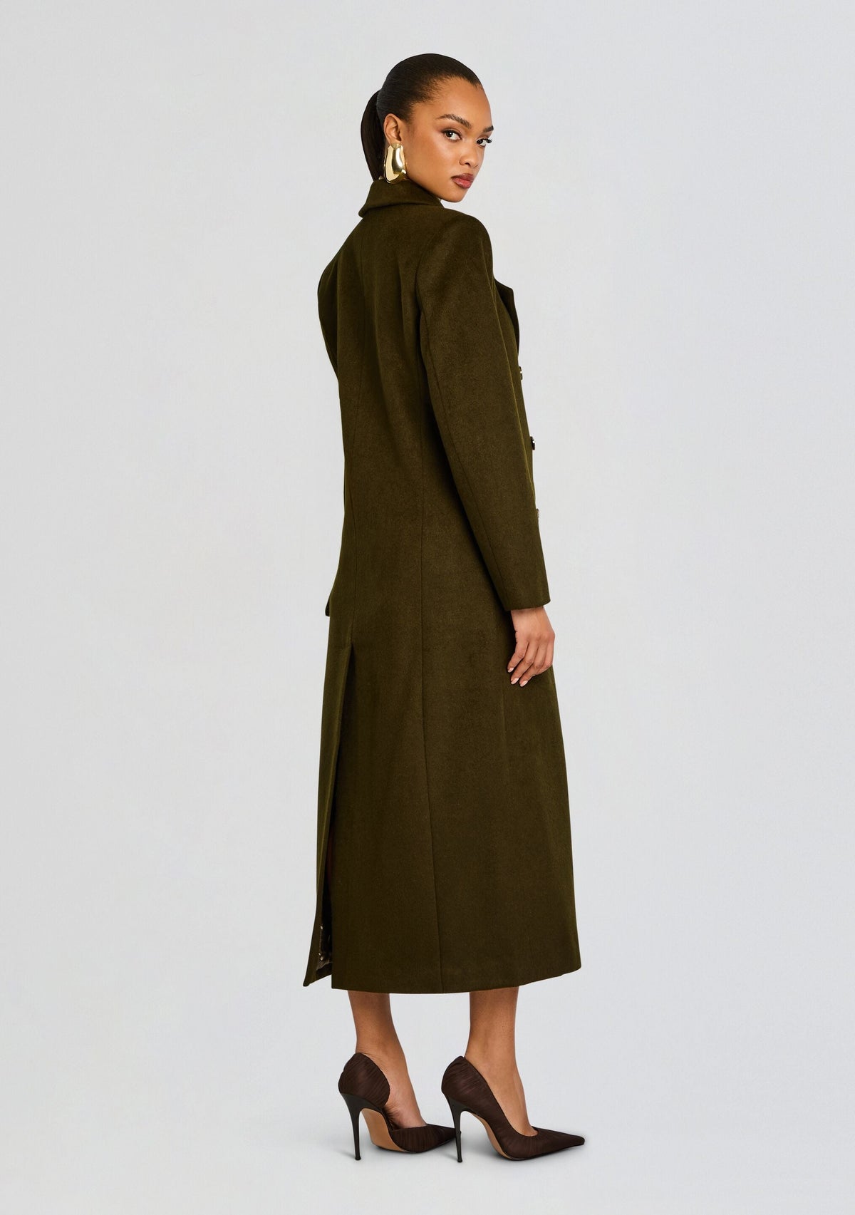 Leche Wool Coat by SEROYA in Grove Green, product image 4