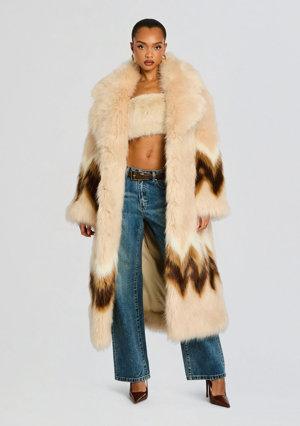 Magali Faux Fur Coat by retrofête in Multi, product image 1