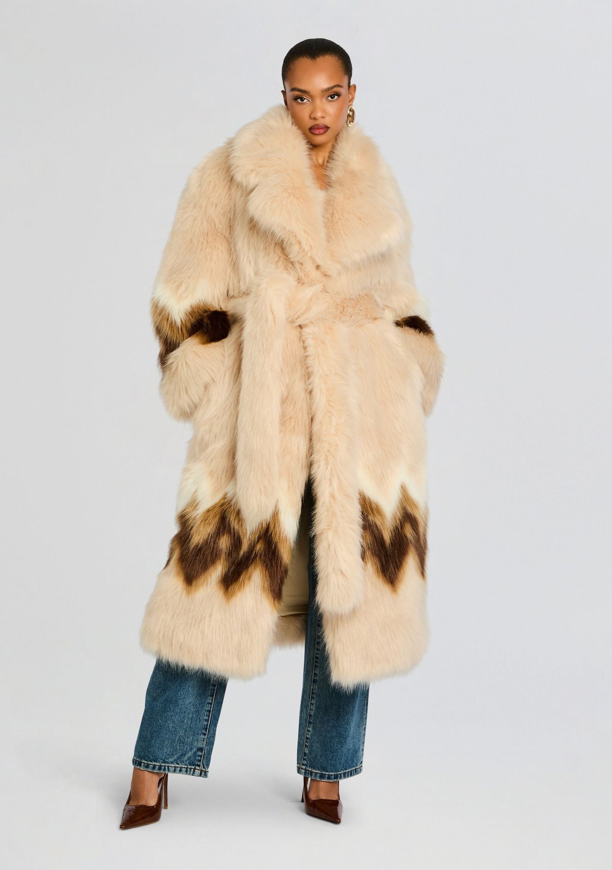 Magali Faux Fur Coat by retrofête in Multi, product image 3