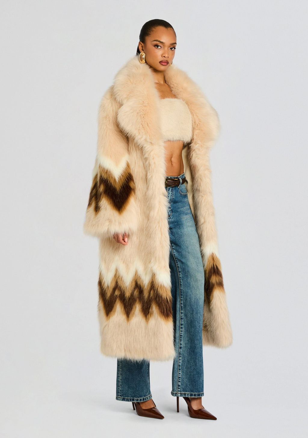 Magali Faux Fur Coat by retrofête in Multi, product image 4