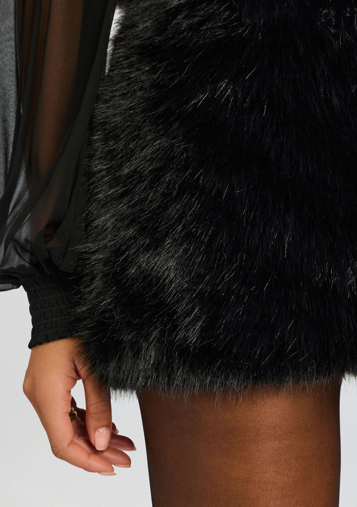 Minerva Faux Fur Skirt by retrofête in Black, product image 3