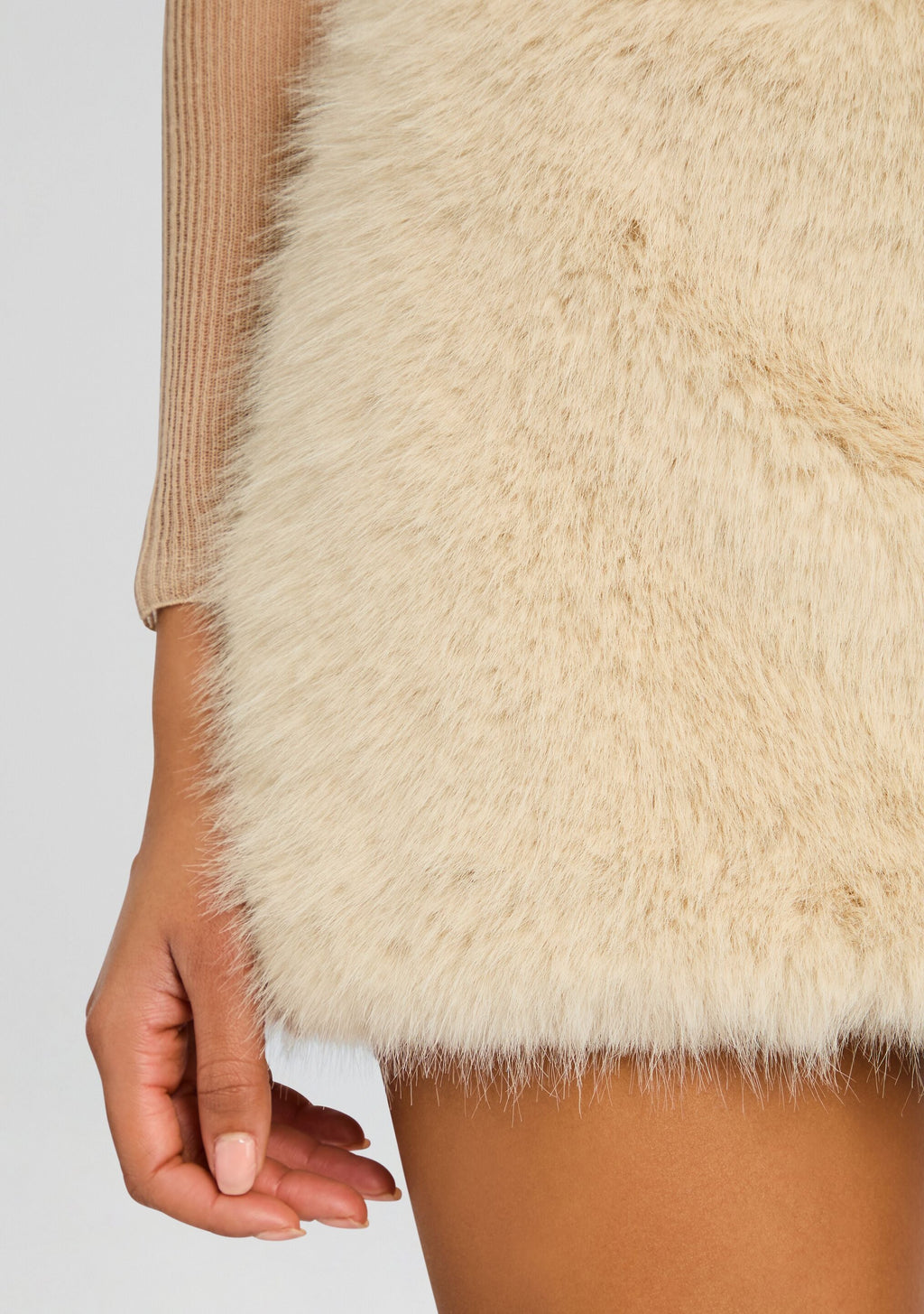 Minerva Faux Fur Skirt by retrofête in Chai, product image 3