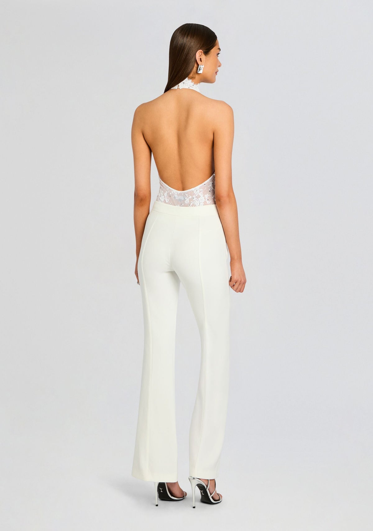 Saga Lace Embellished Bodysuit by retrofête in White/Silver, product image 5