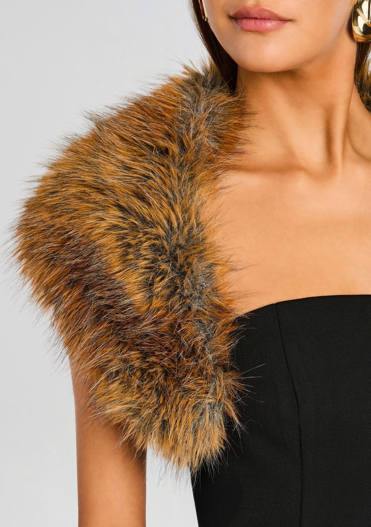 Salmee Faux Fur Romper by retrofête in Black/Red Fox, product image 3
