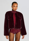 Sparrow Faux Fur Jacket by retrofête in Bordeaux, product image 1