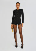 Tesni Metallic Knit Romper by retrofête in Metallic Black, product image 1