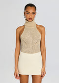 Veneta Embellished Top by retrofête in Latte/Silver, product image 1