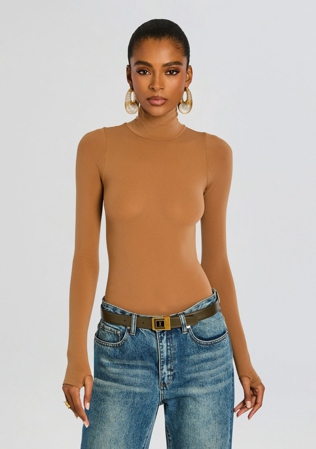 Ballet Turtleneck Bodysuit by Commando in COCOA, product image 1