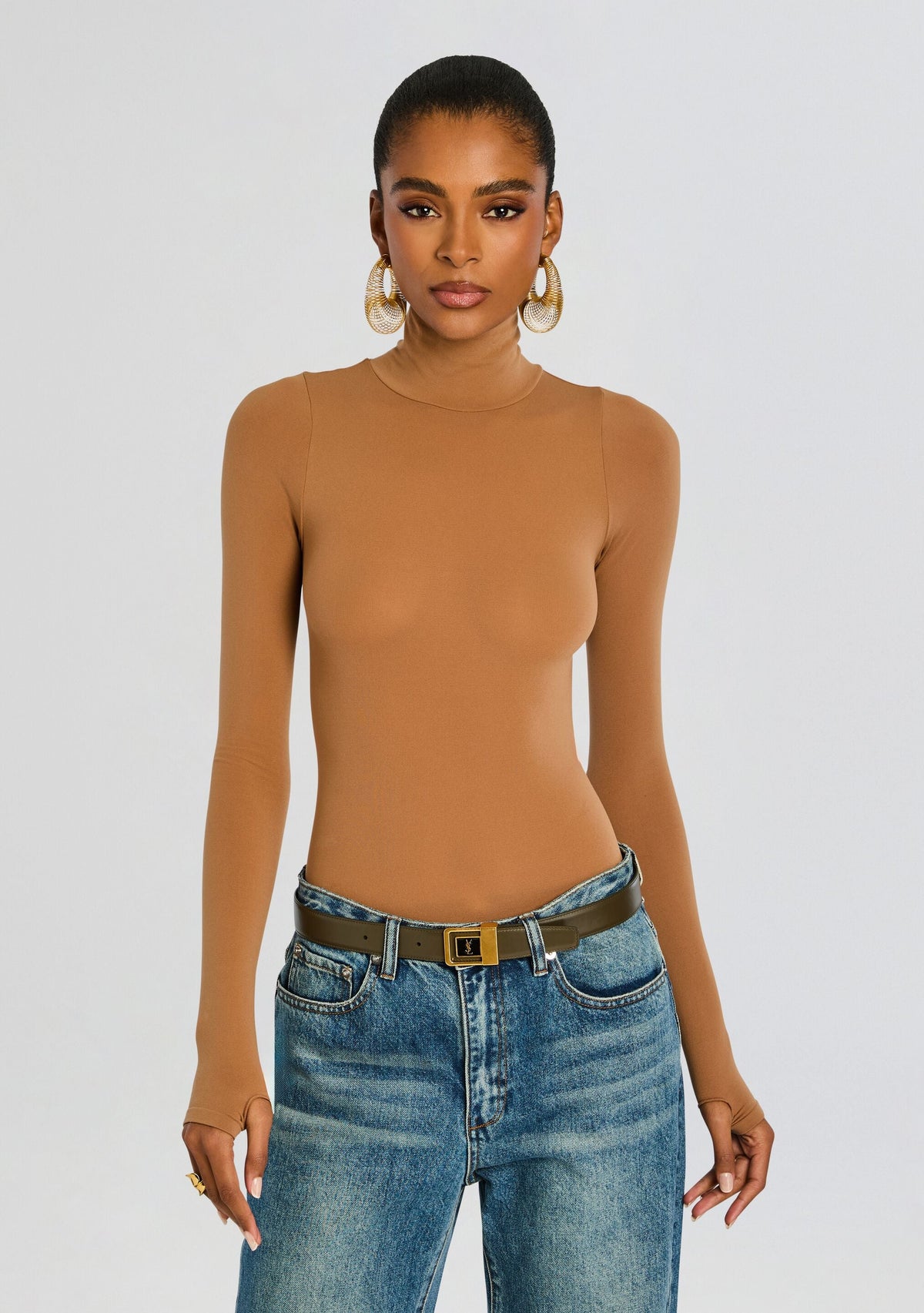 Ballet Turtleneck Bodysuit by Commando in COCOA, product image 1