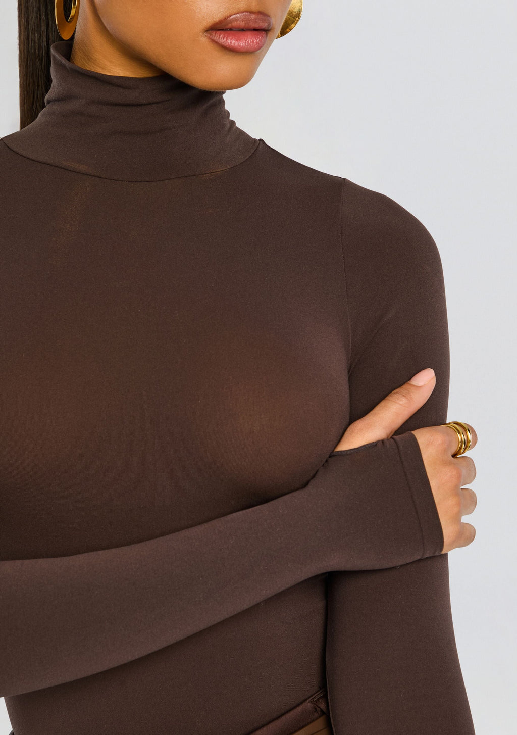 Ballet Turtleneck Bodysuit by Commando in Espresso, product image 2