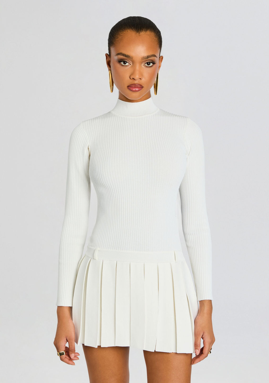 Devika Knit Dress by retrofête in Winter White, product image 5