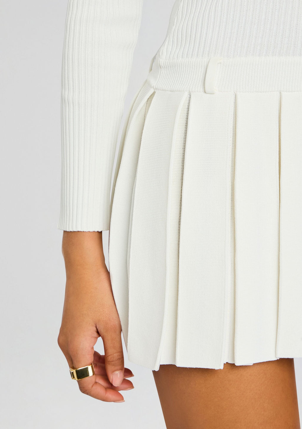 Devika Knit Dress by retrofête in Winter White, product image 2