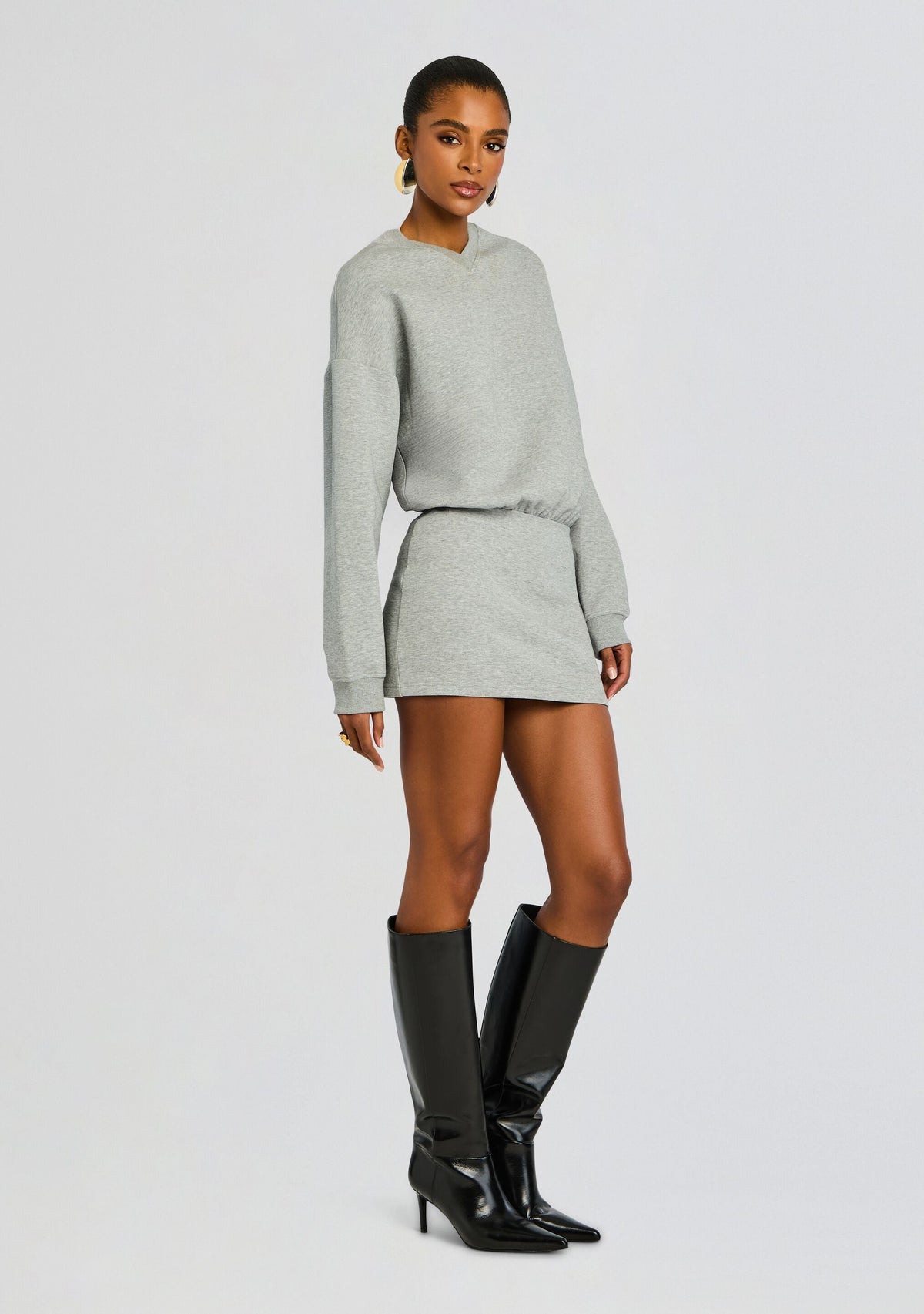 Dionne Mini Dress by SEROYA in Heathered Grey, product image 3