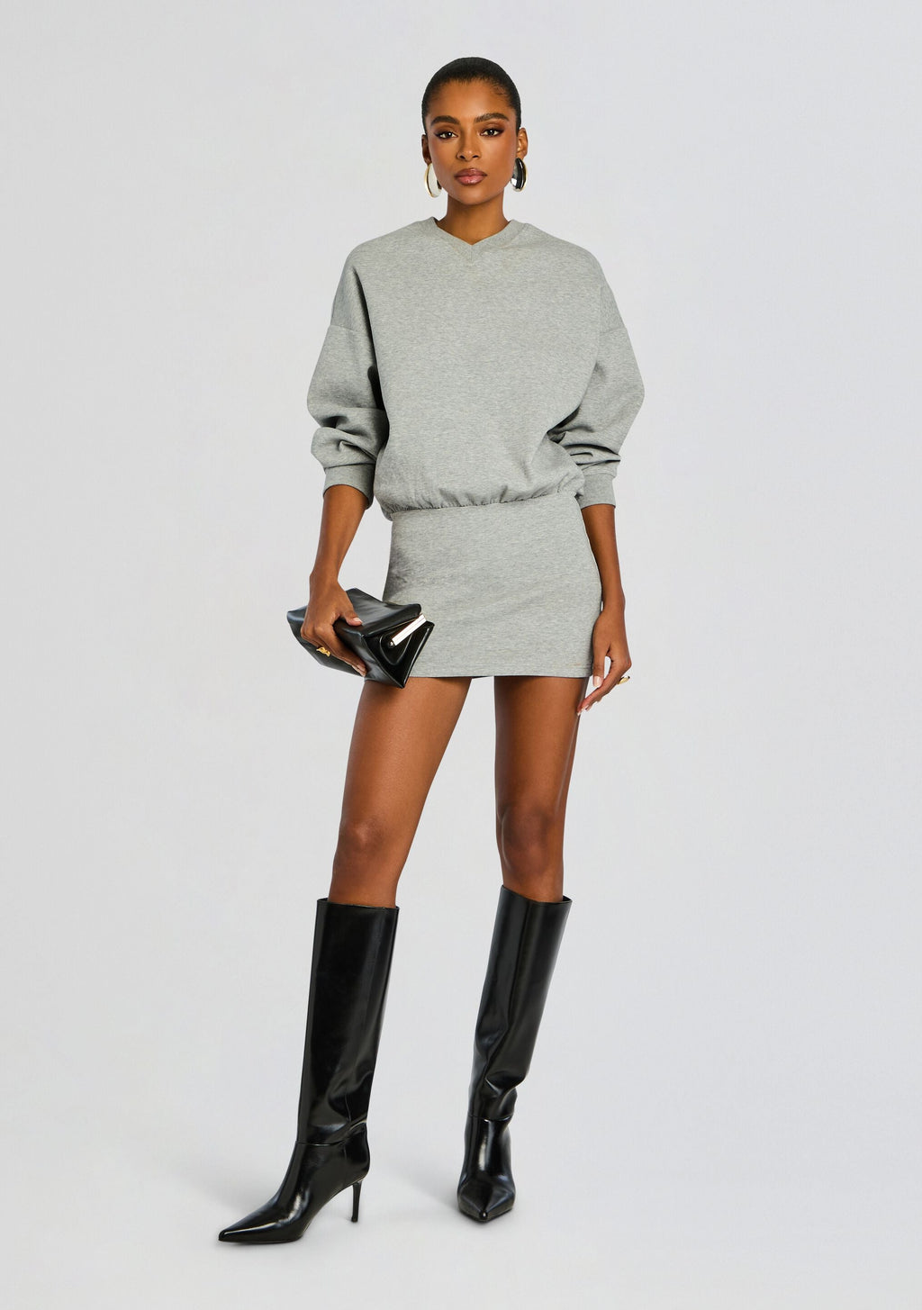 Dionne Mini Dress by SEROYA in Heathered Grey, product image 5