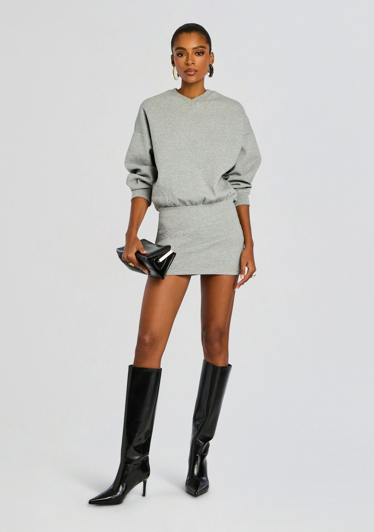 Dionne Mini Dress by SEROYA in Heathered Grey, product image 5