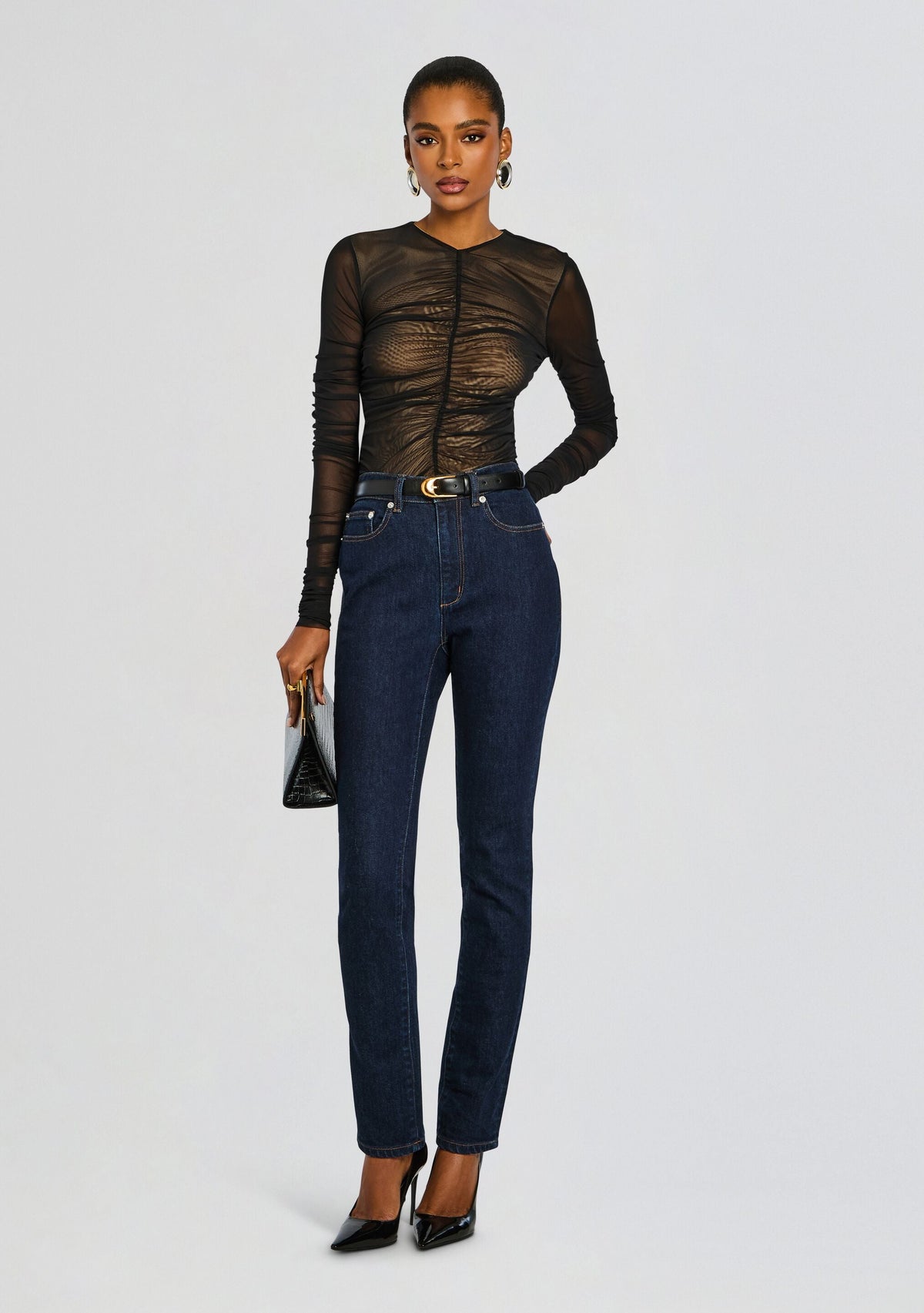 Eirlys Mesh Top by SEROYA in Black/Nude, product image 2