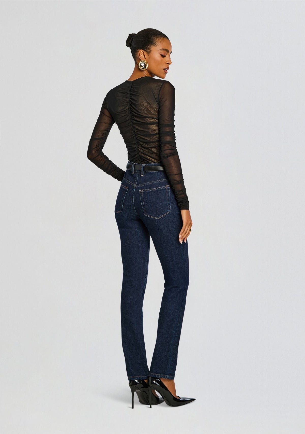 Eirlys Mesh Top by SEROYA in Black/Nude, product image 5