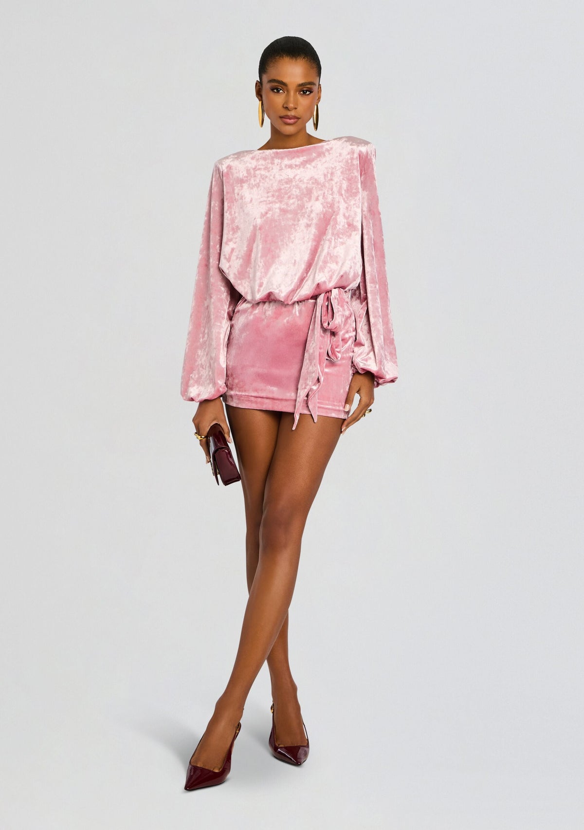 Elysia Velvet Dress by retrofête in Vintage Rose, product image 1