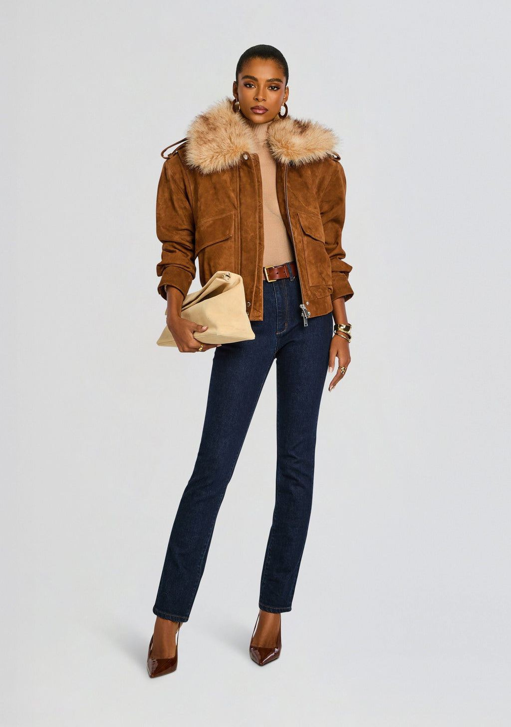 Erynn Suede Jacket by retrofête in Cognac, product image 6