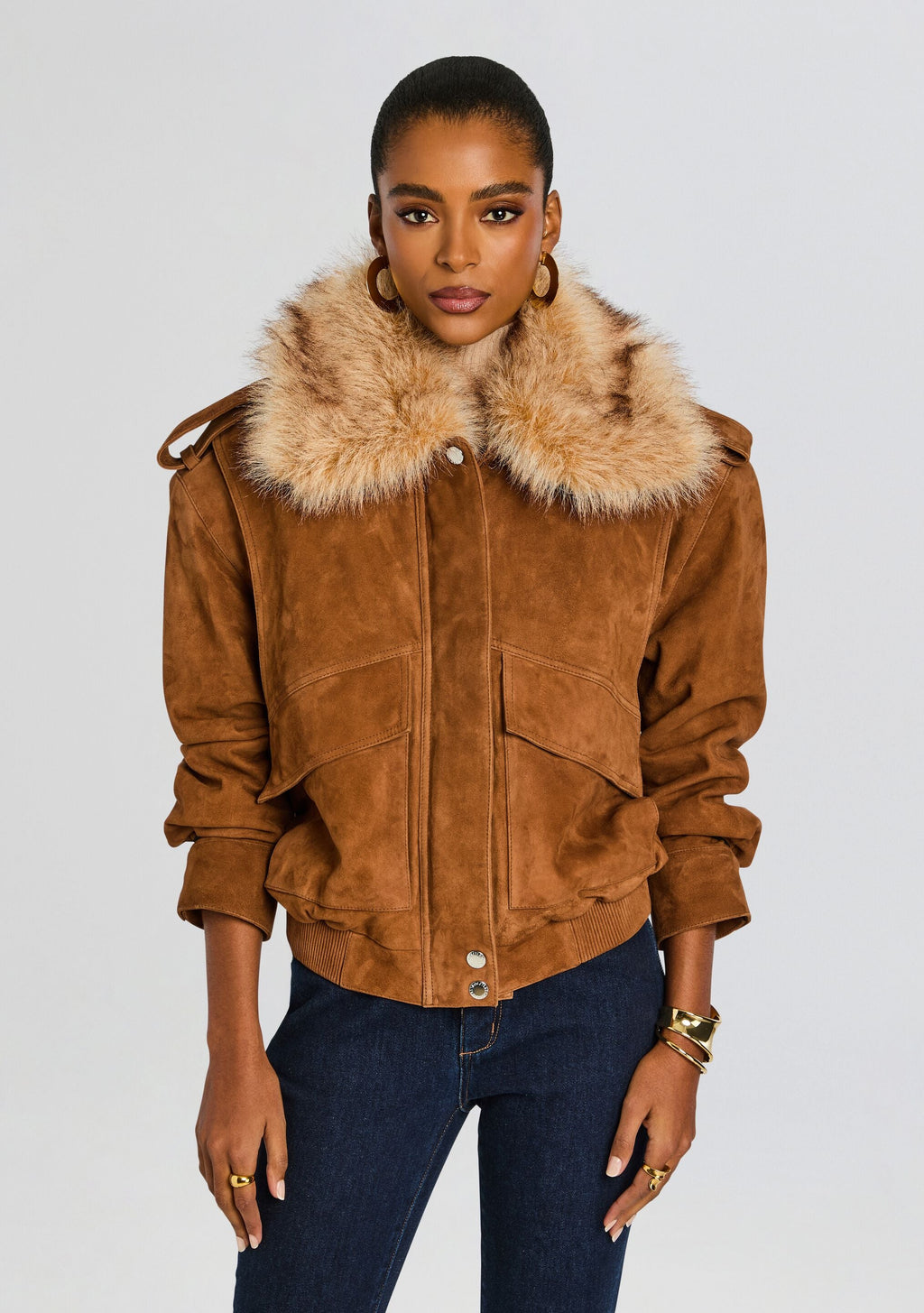 Erynn Suede Jacket by retrofête in Cognac, product image 7