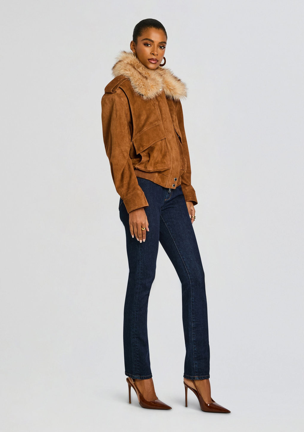 Erynn Suede Jacket by retrofête in Cognac, product image 4