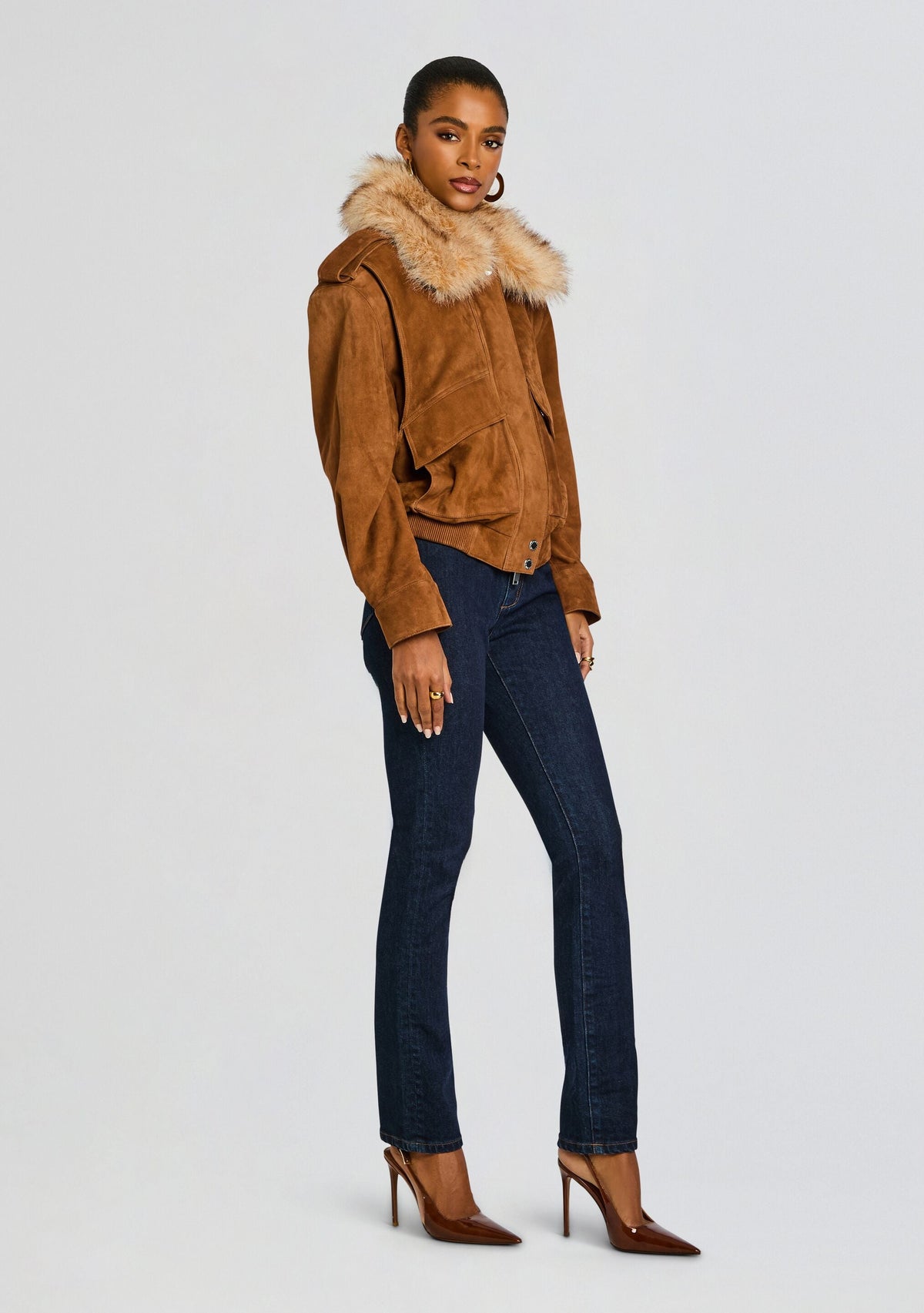Erynn Suede Jacket by retrofête in Cognac, product image 4