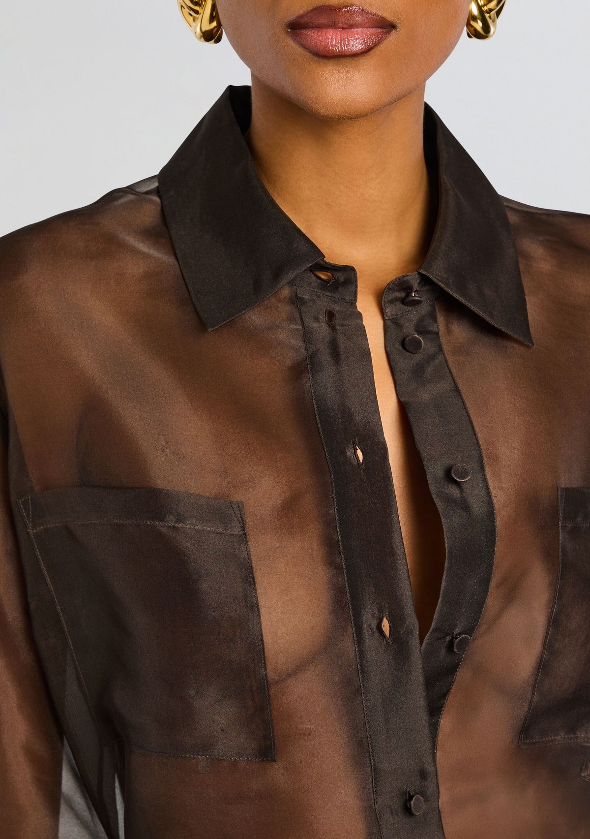 Estella Silk Top by SEROYA in Ash Brown, product image 3