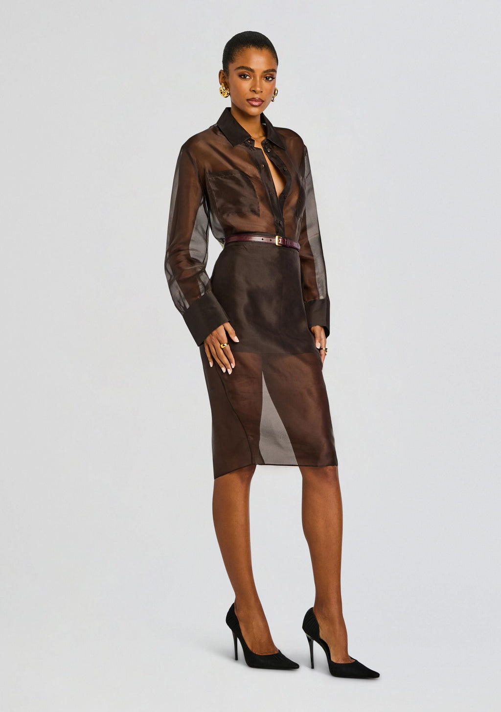 Estella Silk Top by SEROYA in Ash Brown, product image 4