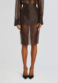 Elda Silk Midi Skirt by SEROYA in Ash Brown, product image 1